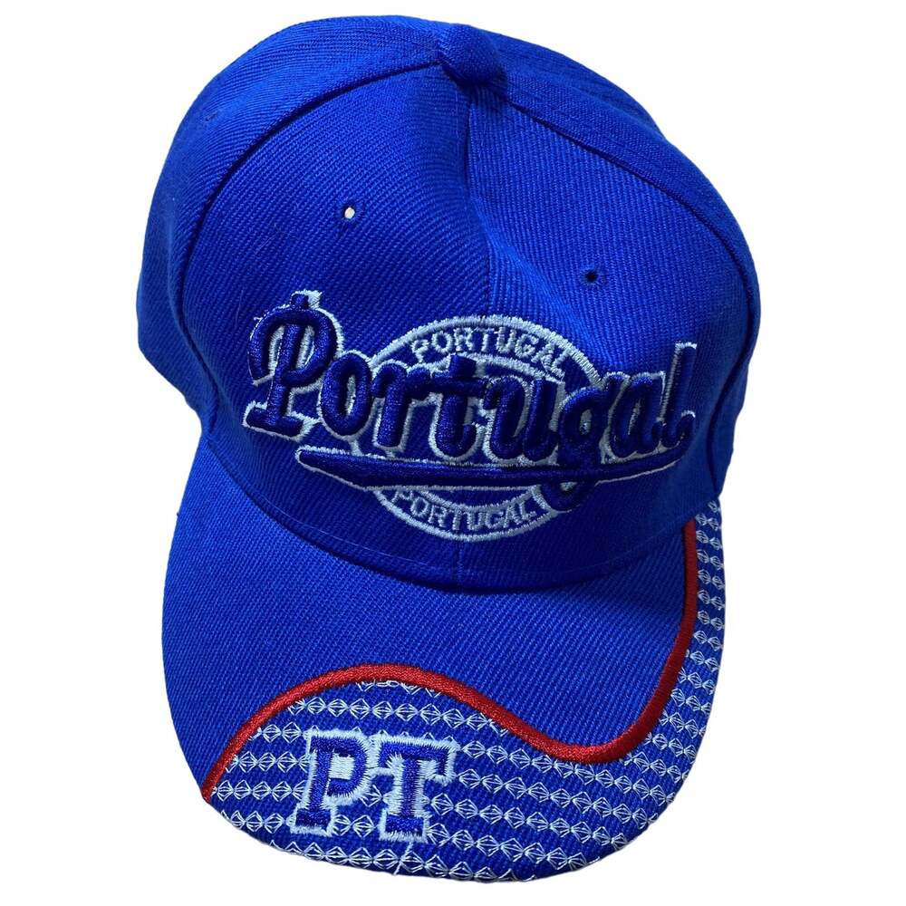 Blue Portugal Hat Ball Cap Adjustable with Portuguese Flag on Side